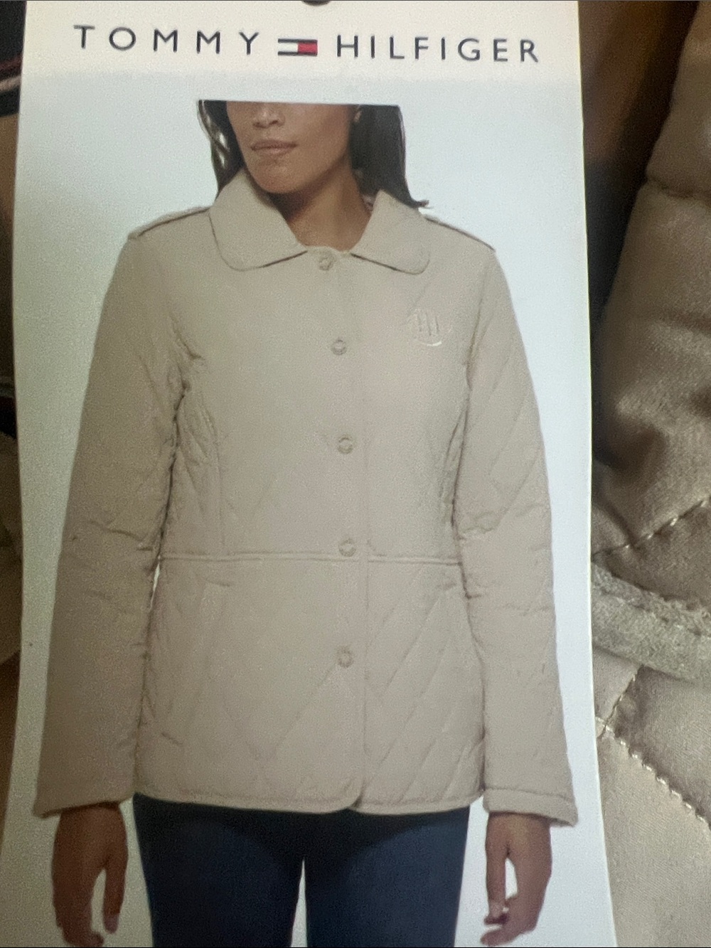 Tommy Hilfiger Cream Quilted Button-Front Puffer Jacket